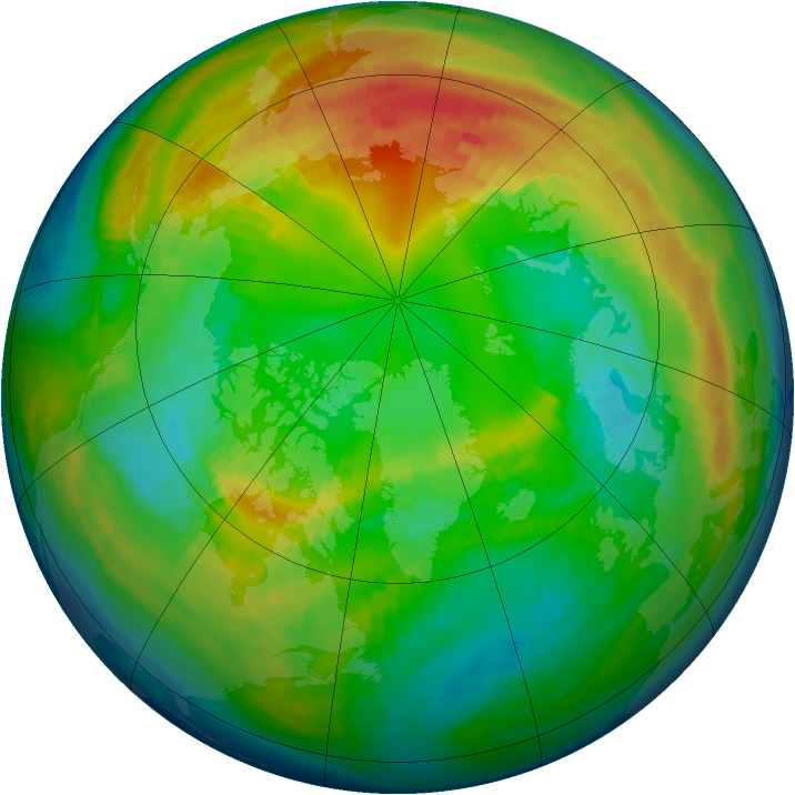 Arctic ozone map for 25 February 1993